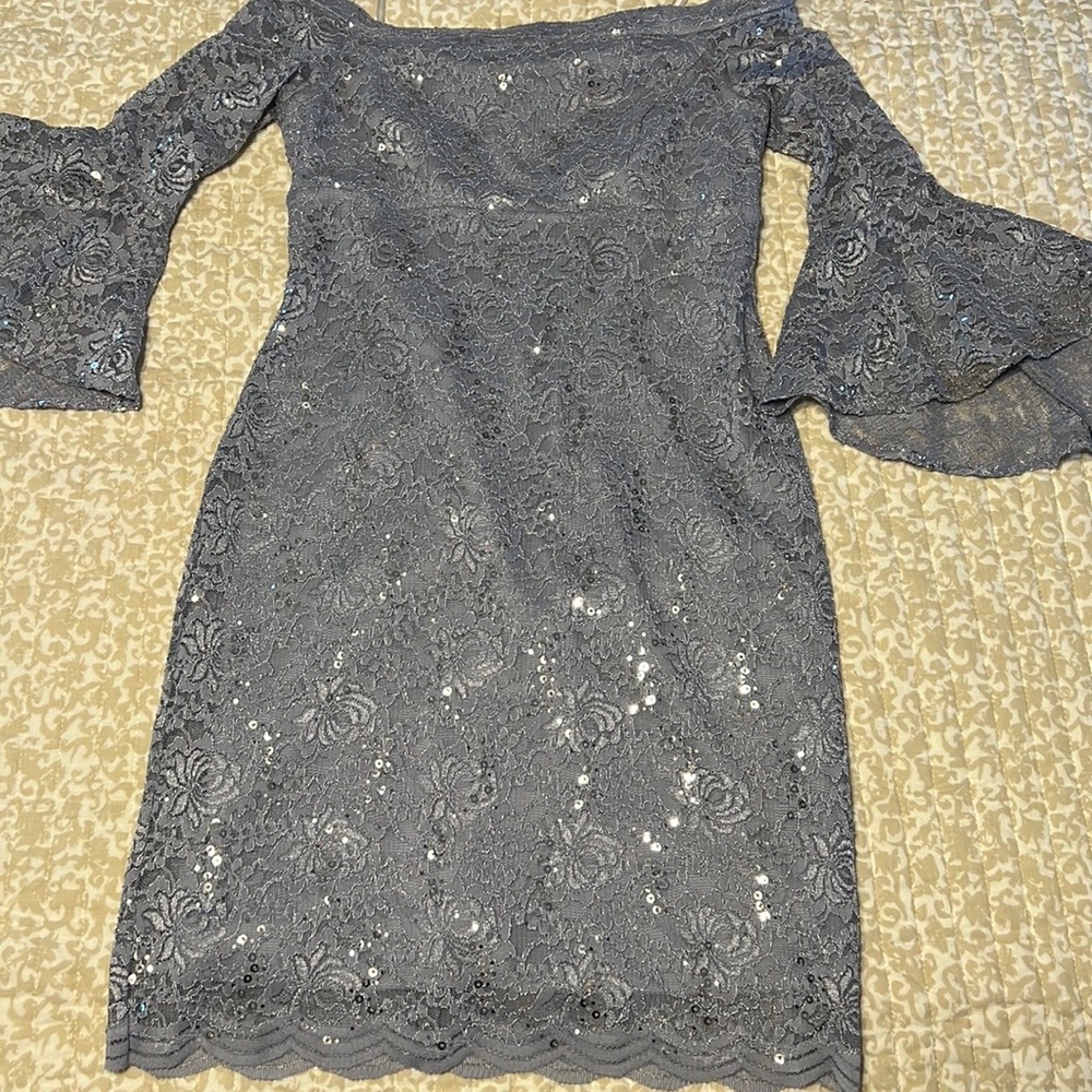 Silver lace short Dress